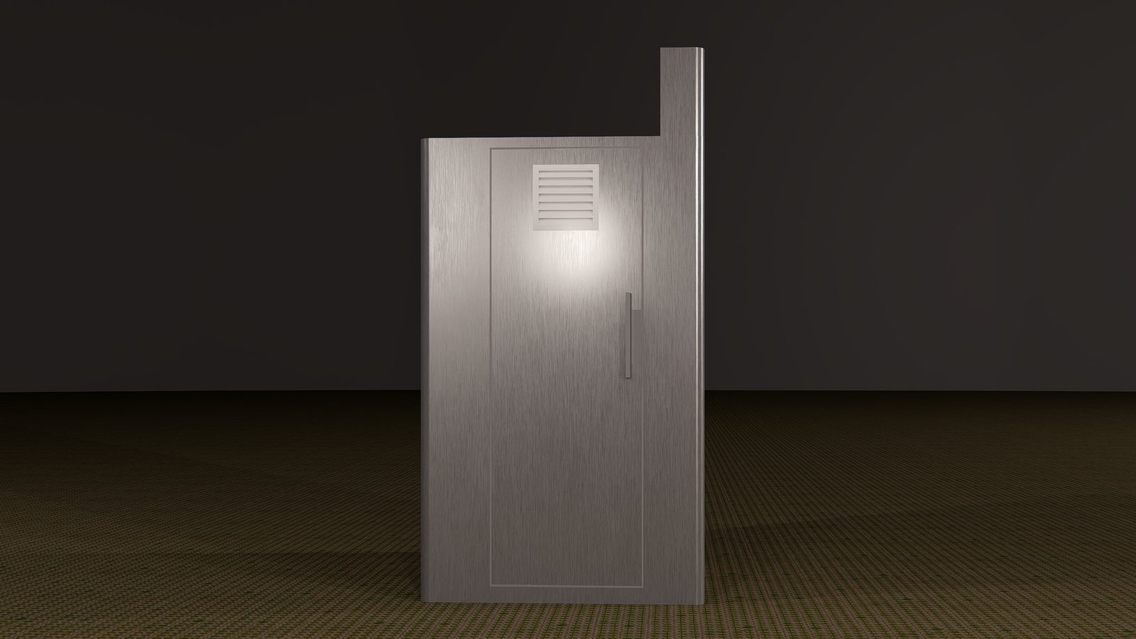 Side of the Laqta booth with the locked service door