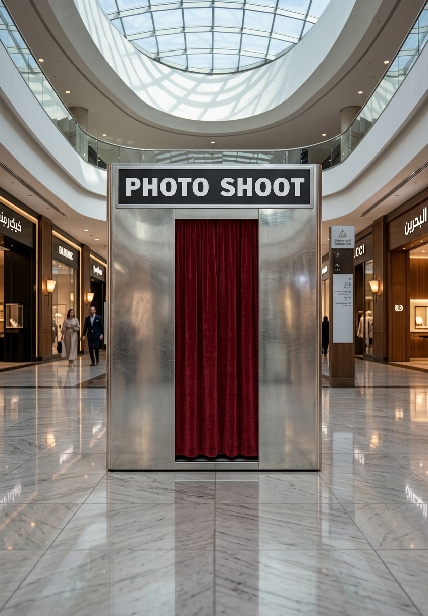 The Laqta booth standing in a mall atrium
